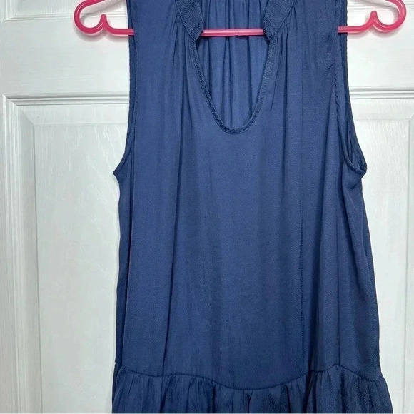 Denver Hayes Blouse Sleeveless U-Shape Neckline Semi-Sheer Peplum Blue Sz Medium - Picture 4 of 16